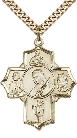 14KT GOLD FILLED PHILOMENA VIAN BOS JUDE GERARD PENDANT WITH CHAIN - 1 1/4" x 1"