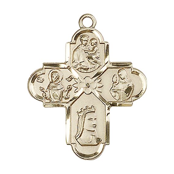 14KT GOLD FRANCISCAN 4-WAY MEDAL - 1" x 7/8"