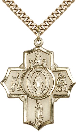 14KT GOLD FILLED APPARITIONS PENDANT WITH CHAIN - 1 1/4" x 1"