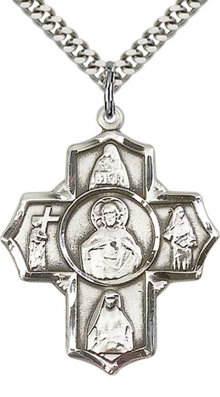 STERLING SILVER SCAPULAR 4-WAY PENDANT WITH CHAIN