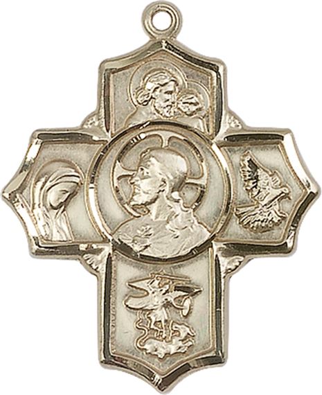 14KT GOLD SACRED HEART 5-WAY MEDAL