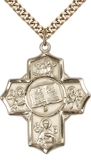14KT GOLD FILLED APOSTLE 5-WAY PENDANT WITH CHAIN