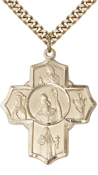 14KT GOLD FILLED IRISH 5-WAY PENDANT WITH CHAIN