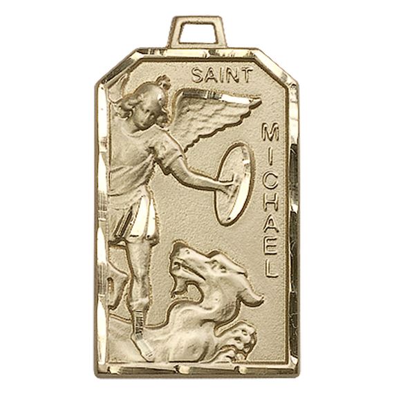 14KT GOLD ST MICHAEL THE ARCHANGEL MEDAL - 1 1/8" x 5/8"