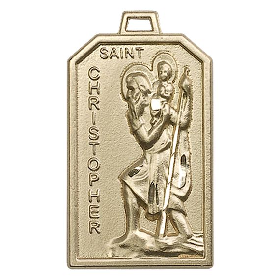 14KT GOLD ST CHRISTOPHER MEDAL - 1 1/8" x 5/8"