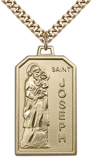 14KT GOLD FILLED ST JOSEPH PENDANT WITH CHAIN - 1 1/8" x 5/8"