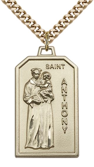 14KT GOLD FILLED ST ANTHONY PENDANT WITH CHAIN - 1 1/8" x 5/8"