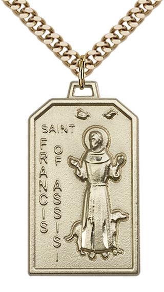 14KT GOLD FILLED ST FRANCIS PENDANT ON A 24 INCH CHAIN