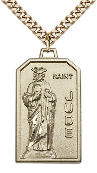14KT GOLD FILLED ST JUDE PENDANT WITH CHAIN - 1 1/8" x 5/8"