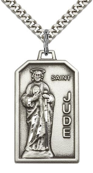 STERLING SILVER ST JUDE PENDANT WITH CHAIN - 1 1/8" x 5/8"