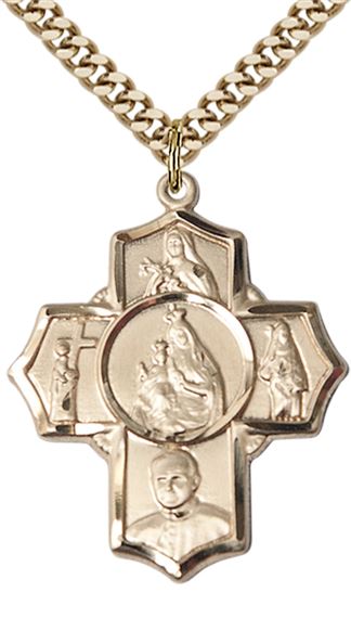 14KT GOLD FILLED CARMELITE 4-WAY PENDANT WITH CHAIN