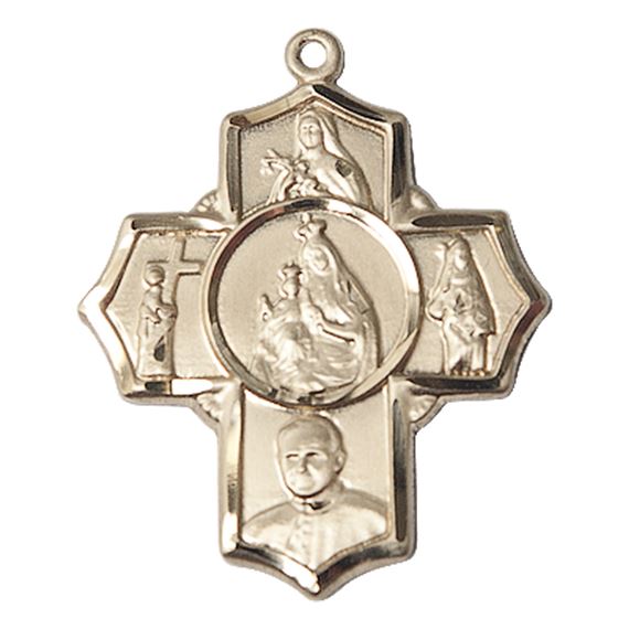 14KT GOLD CARMELITE 4-WAY MEDAL