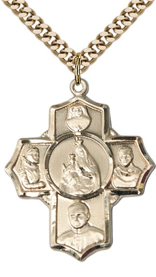 14KT GOLD FILLED POLISH 4-WAY PENDANT WITH CHAIN