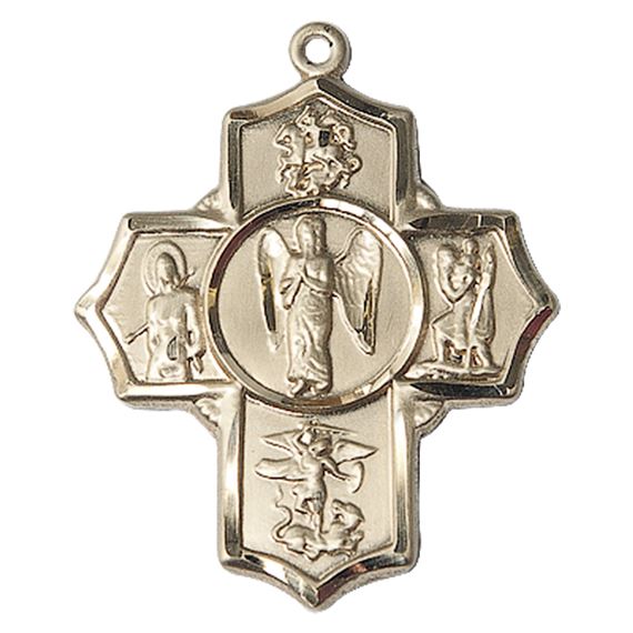 14KT GOLD WARRIOR 5-WAY MEDAL - 1 3/8" x 1 1/8"