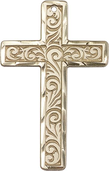 14KT GOLD KNURLED CROSS MEDAL
