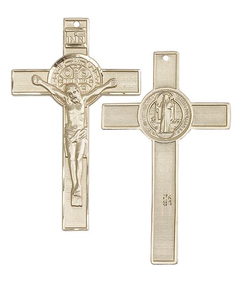 14KT GOLD ST BENEDICT CRUCIFIX MEDAL