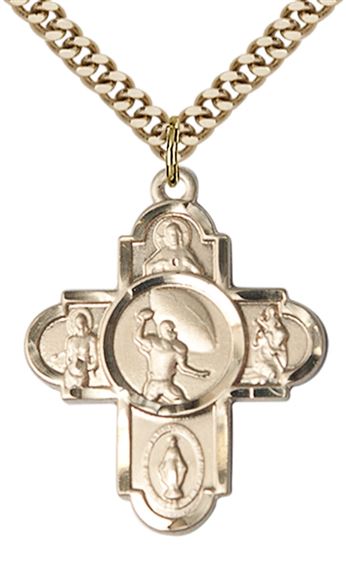 14KT GOLD FILLED 5-WAY FOOTBALL MEDAL