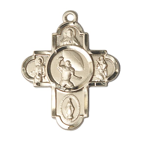 14KT GOLD 5-WAY FOOTBALL MEDAL