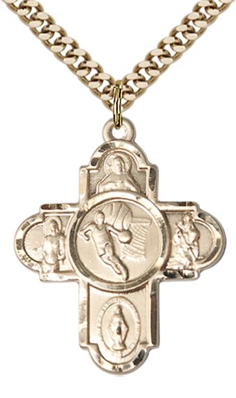 14KT GOLD FILLED 5-WAY BASKETBALL MEDAL