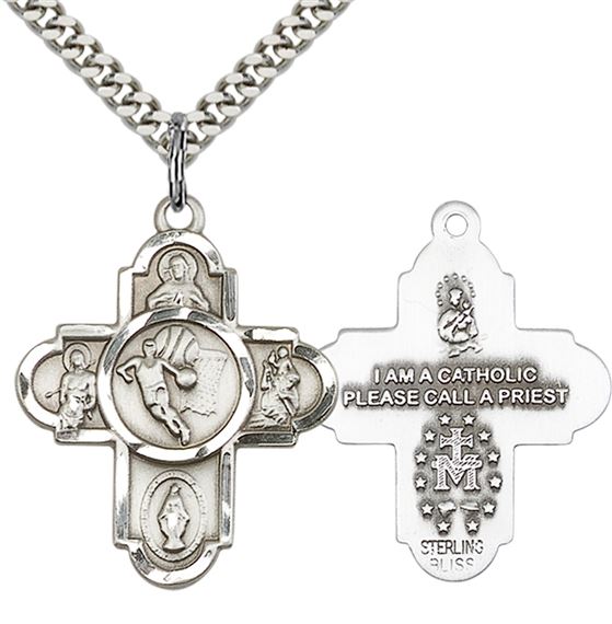 STERLING SILVER 5-WAY BASKETBALL MEDAL