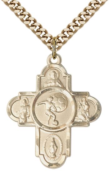 14KT GOLD FILLED 5-WAY SOCCER MEDAL