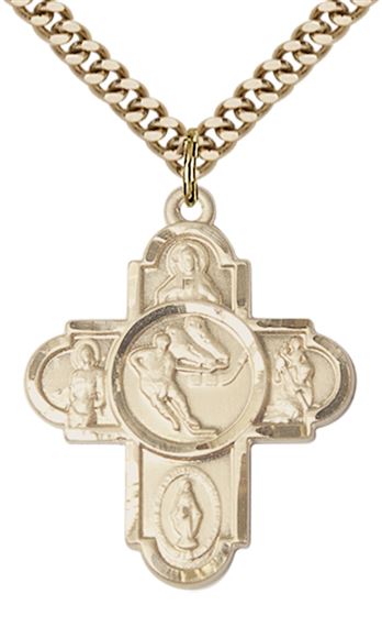 14KT GOLD FILLED 5-WAY ICE HOCKEY MEDAL