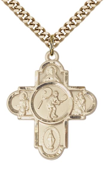 14KT GOLD FILLED 5-WAY TENNIS MEDAL