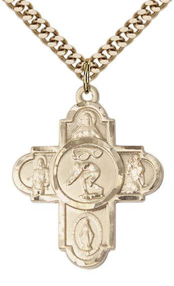14KT GOLD FILLED 5-WAY SWIMMING MEDAL