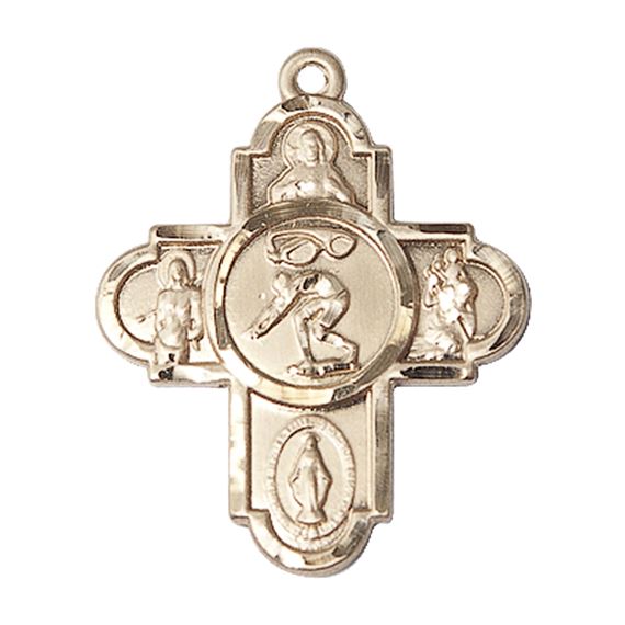 14KT GOLD 5-WAY SWIMMING MEDAL