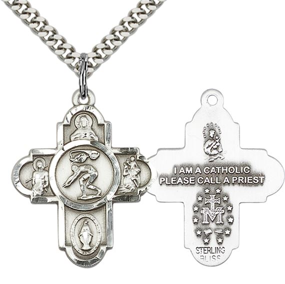 STERLING SILVER 5-WAY SWIMMING MEDAL