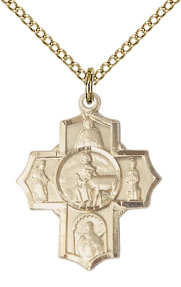 14KT GOLD FILLED 5-WAY SPECIAL NEEDS PENDANT WITH CHAIN