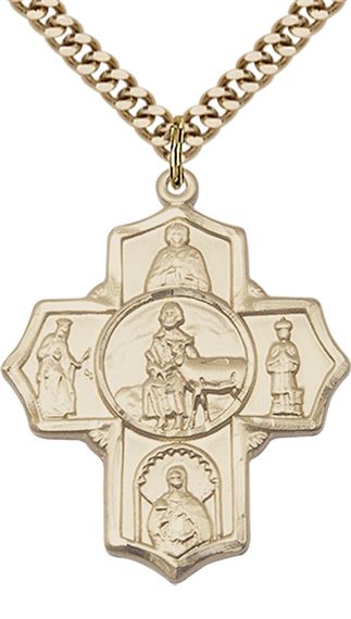 14KT GOLD FILLED 5-WAY SPECIAL NEEDS PENDANT WITH CHAIN - 1 3/8" x 1 1/8"