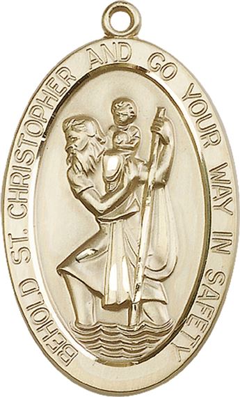 14KT GOLD ST CHRISTOPHER MEDAL - 1 5/8" x 1"