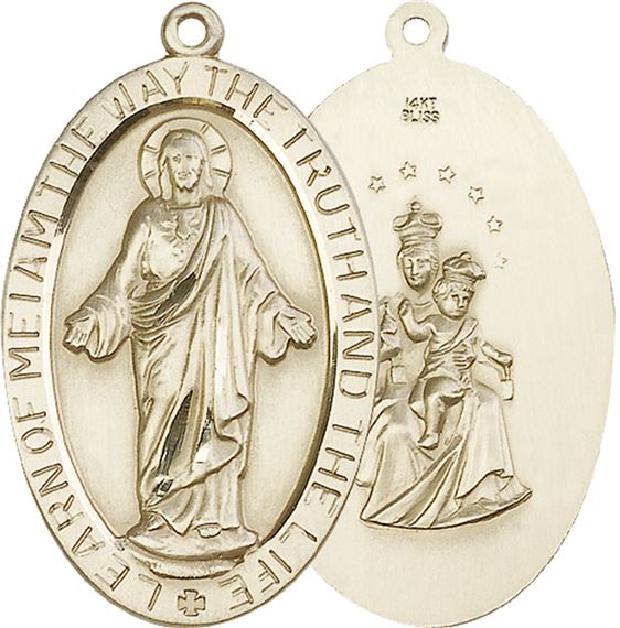 14KT GOLD SCAPULAR MEDAL - 1 5/8" x 1"