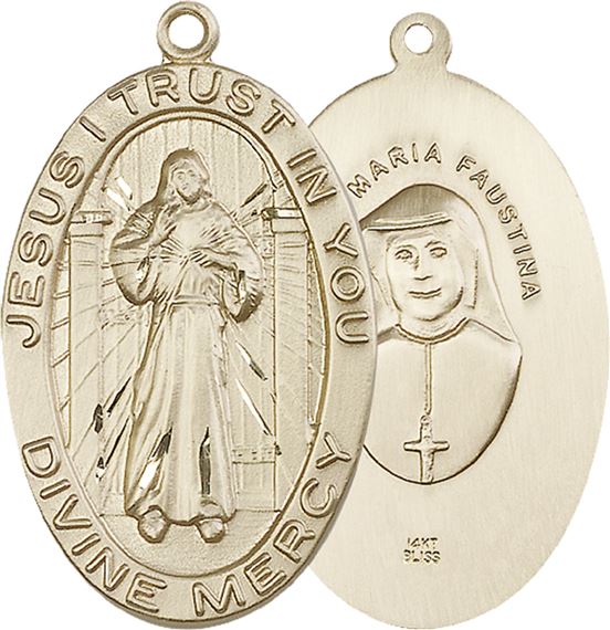 14KT GOLD DIVINE MERCY MEDAL