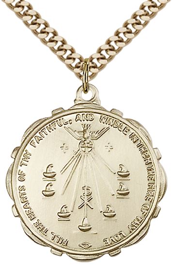 14KT GOLD FILLED SEVEN GIFTS PENDANT WITH CHAIN - 1" x 7/8"