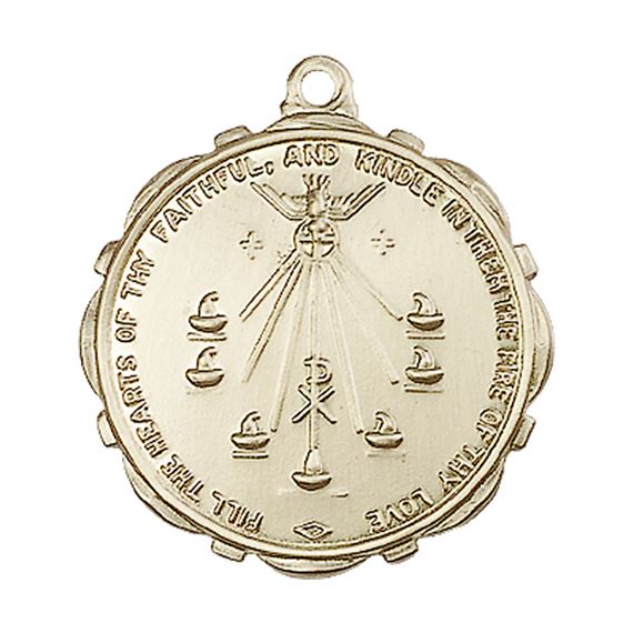 14KT GOLD SEVEN GIFTS MEDAL - 1" x 7/8"