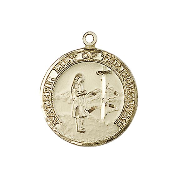 14KT GOLD ST KATERI MEDAL - 3/4" x 5/8"