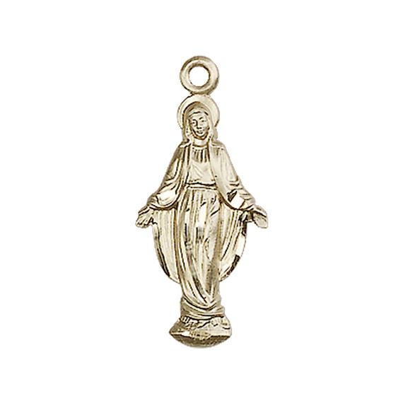14KT GOLD MIRACULOUS MEDAL - 7/8" x 3/8"