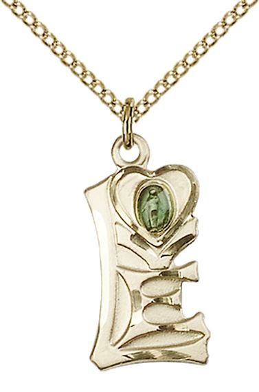 14KT GOLD FILLED MIRACULOUS PENDANT WITH CHAIN - 3/4" x 3/8"