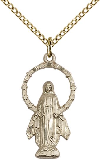 14KT GOLD FILLED MIRACULOUS PENDANT WITH CHAIN
