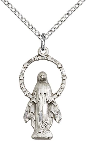 STERLING SILVER MIRACULOUS PENDANT WITH CHAIN