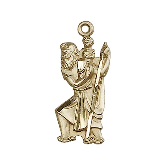 14KT GOLD ST CHRISTOPHER MEDAL - 7/8" x 3/8"