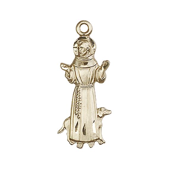 14KT GOLD ST FRANCIS MEDAL - 1" x 3/8"
