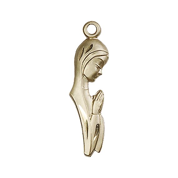 14KT GOLD MADONNA MEDAL - 1" x 1/4"