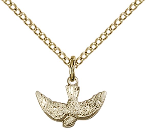 14KT GOLD FILLED HOLY SPIRIT PENDANT WITH CHAIN - 3/8" x 1/2"