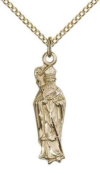 14KT GOLD FILLED ST PATRICK PENDANT WITH CHAIN - 1" x 1/4"