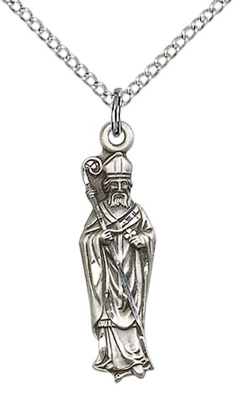 STERLING SILVER ST PATRICK PENDANT WITH CHAIN - 1" x 1/4"