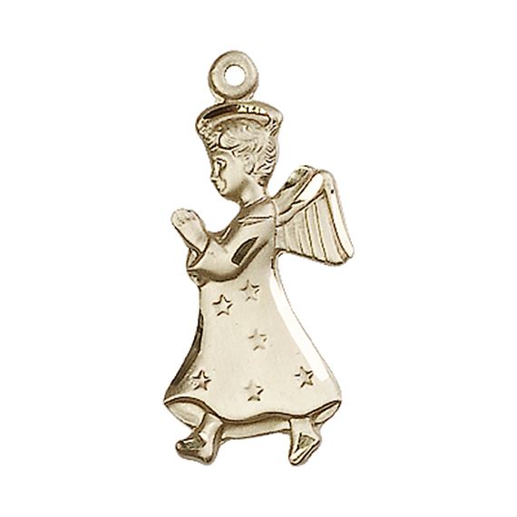 14KT GOLD ANGEL MEDAL - 1" x 1/2"