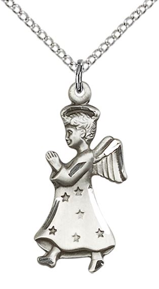 STERLING SILVER ANGEL PENDANT WITH CHAIN - 1" x 1/2"